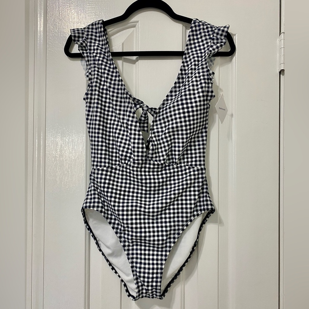 Black and White Gingham Swimsuit